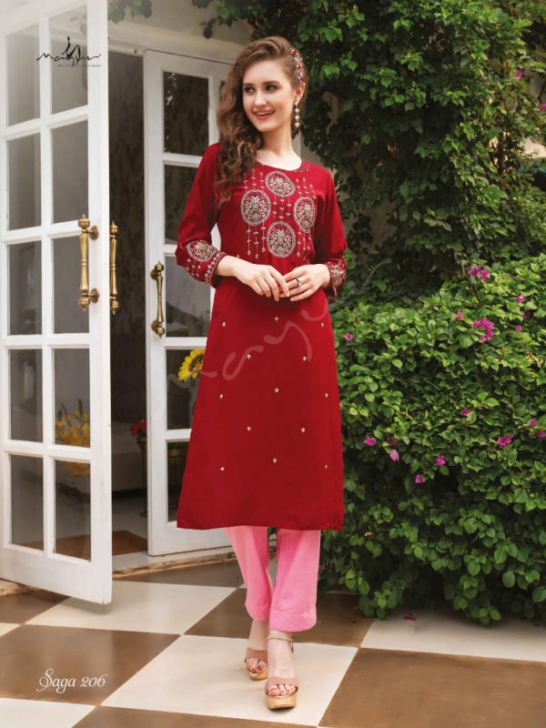 Mayur Saga 2 Rayon Designer Embroidery Kurti Collection